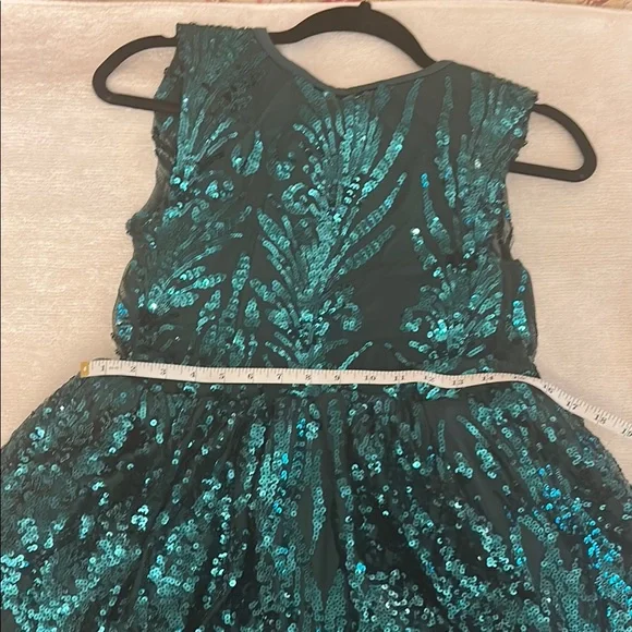 Emerald Green Sleeveless Crew Neck A-line Dress - Picture 15 of 16